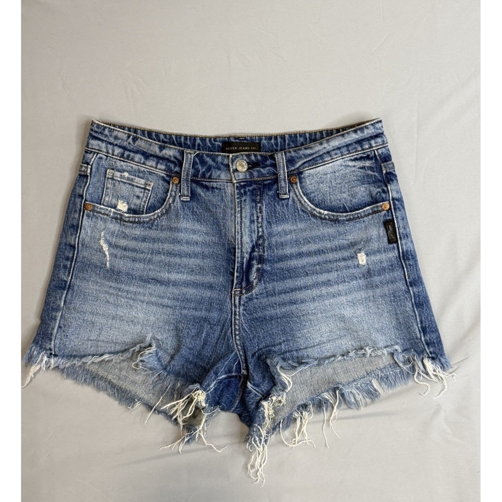 Silver Jeans Co. Beau Women's Blue Distressed Cut Off Denim Shorts Size 25 Summe
